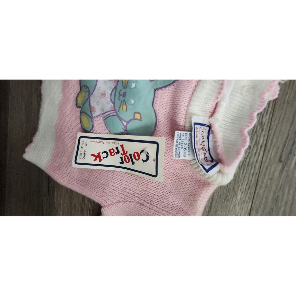 Vintage Adorable Baby Knit  Sweater Easter Bunny Size 3/6 Months By Color Track - Picture 4 of 6